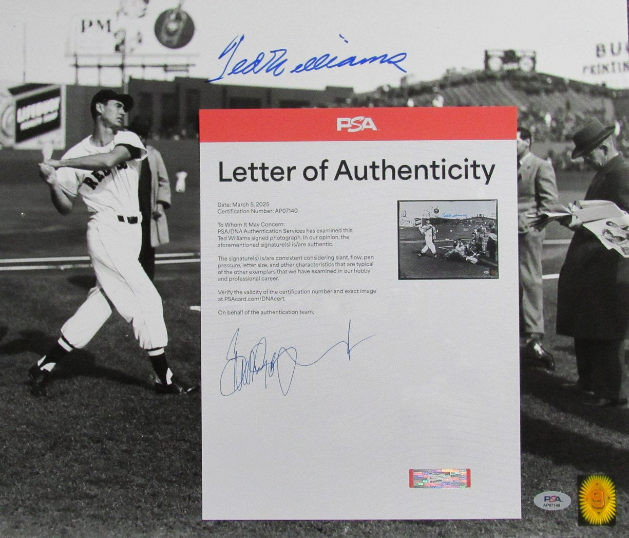 Ted Williams HOF Signed/Autographed 16x20 Photo Boston Red Sox PSA/DNA 192808