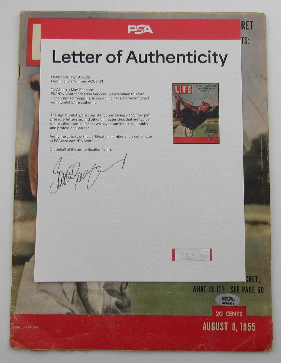 Ben Hogan Signed/Auto August 8, 1955 Life Magazine PGA Champ PSA/DNA 192812