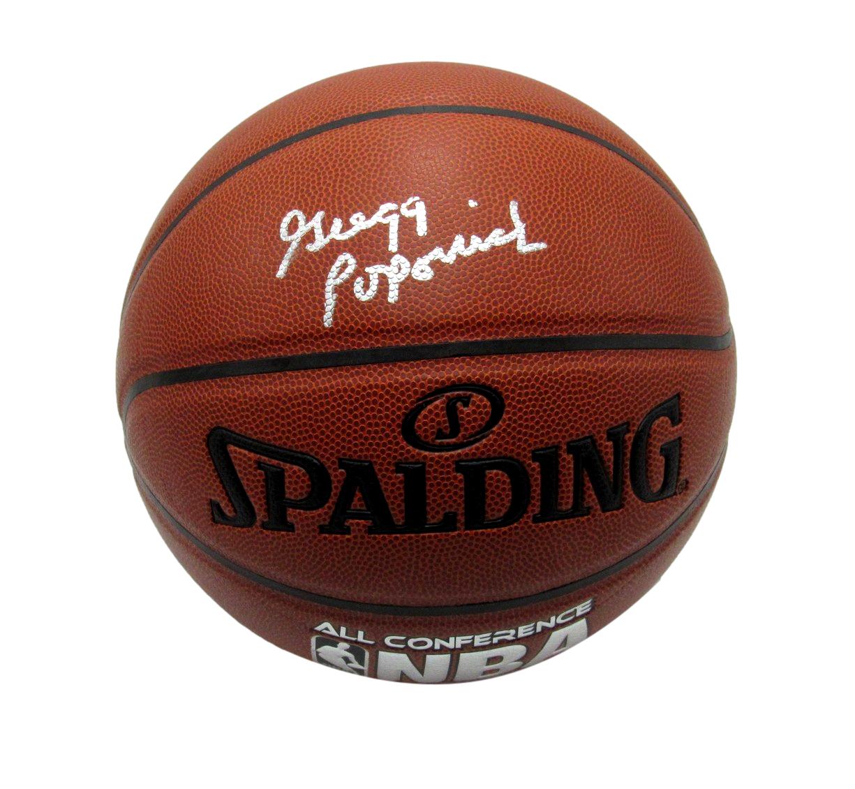 Gregg Popovich HOF San Antonio Spurs Signed Spalding NBA Basketball PSA 195244