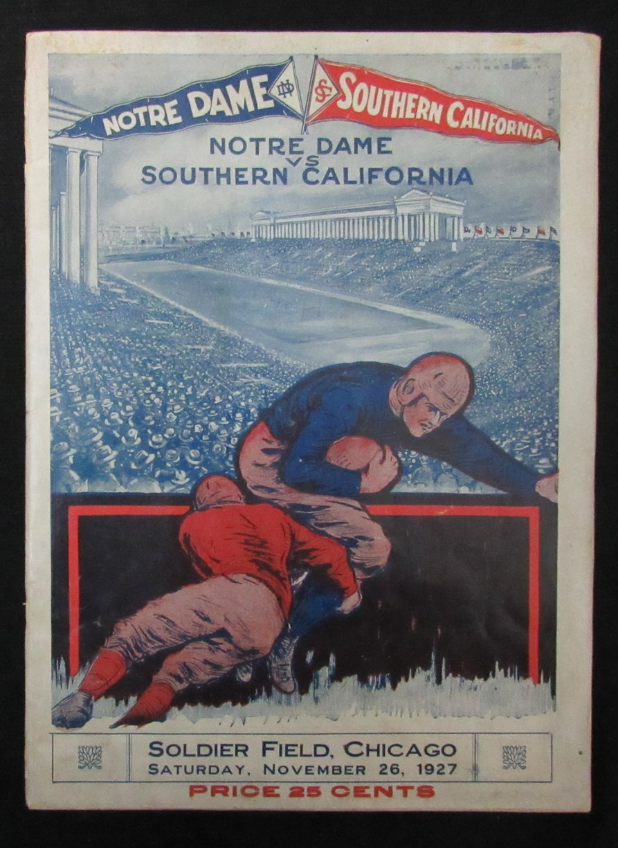 1927 Notre Dame vs. USC Football Game Program Knute Rockne Soldier Field 195256