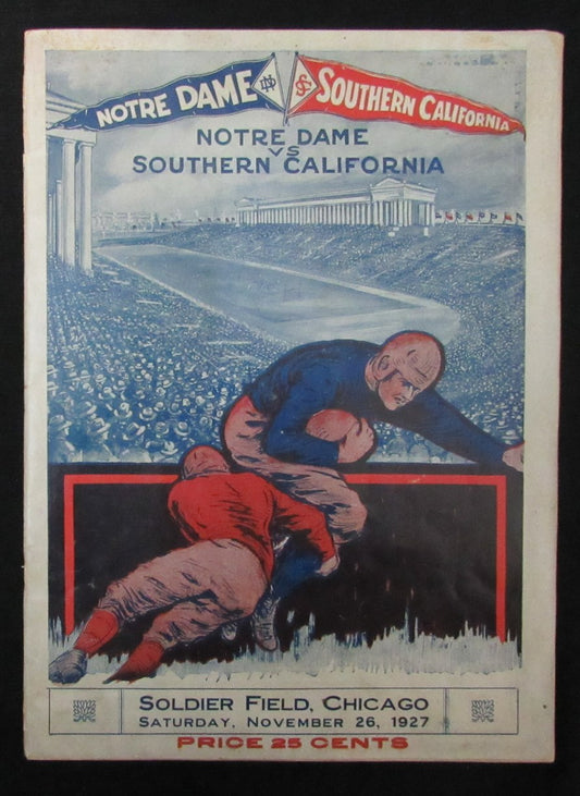 1927 Notre Dame vs. USC Football Game Program Knute Rockne Soldier Field 195256