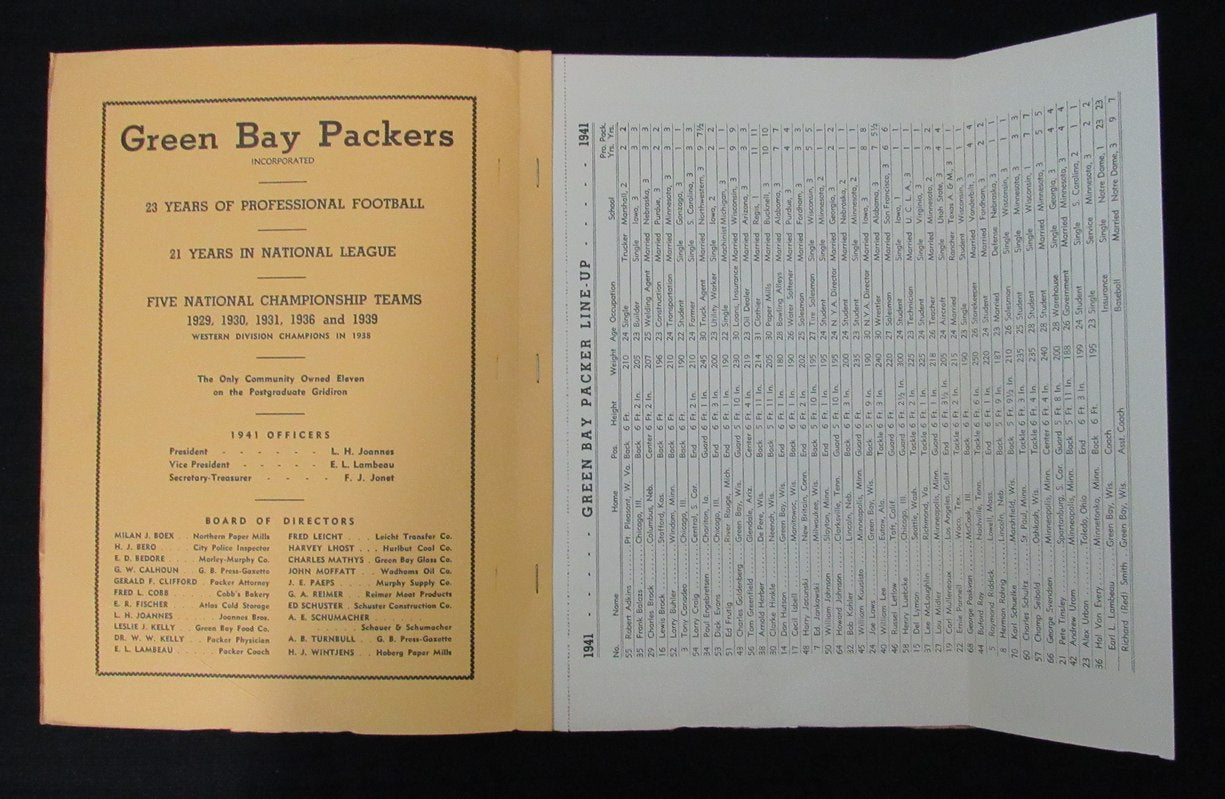Vintage 1941 Green Bay Packers Press/Media Guide RARE 195270