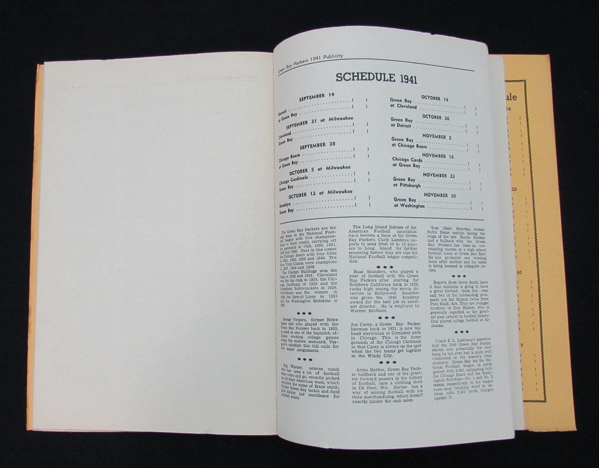 Vintage 1941 Green Bay Packers Press/Media Guide RARE 195270