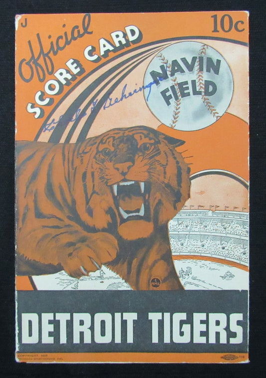 1937 Yankees vs Tigers Signed/Auto (9) Program Scorecard DiMaggio JSA 194940