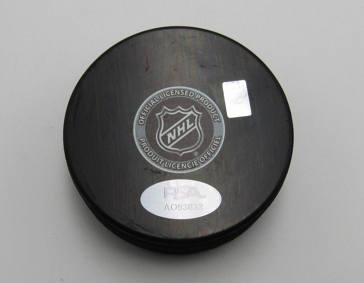 Gilles Gilbert Signed/Inscribed Boston Bruins Hockey Puck PSA 193971