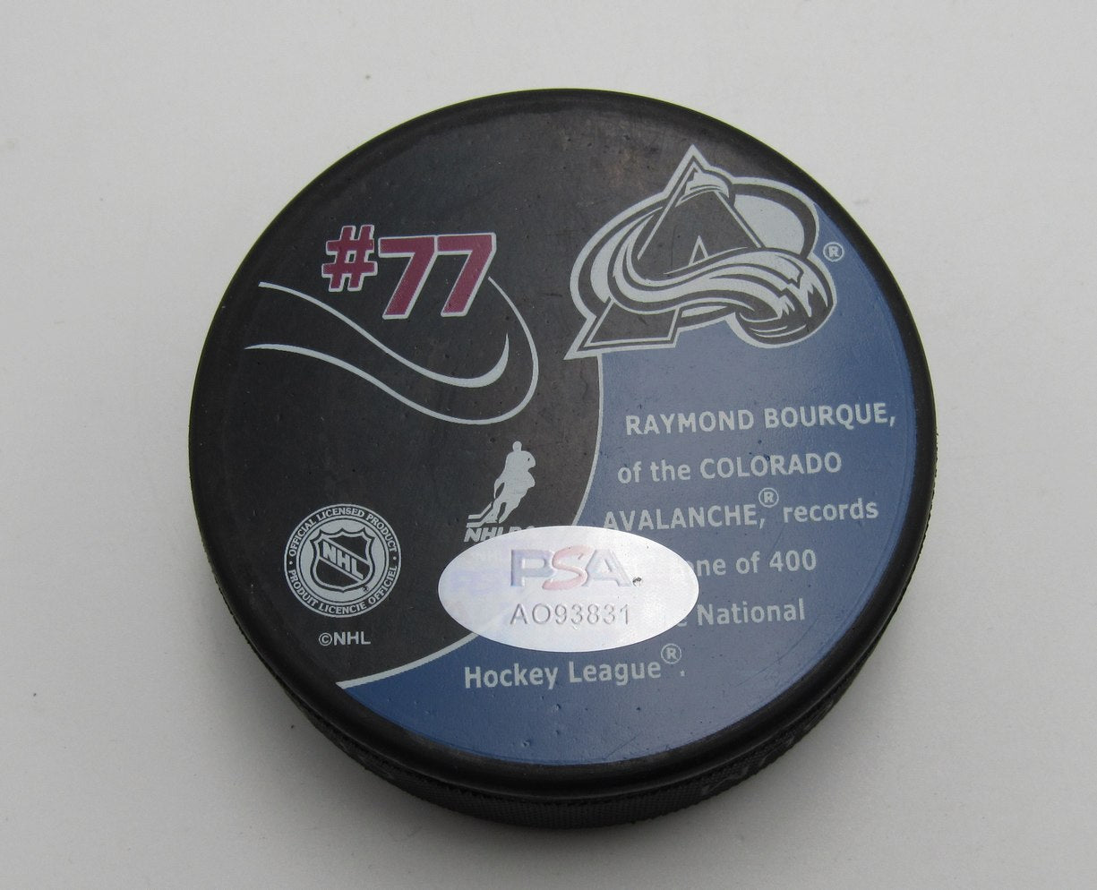 Ray Bourque HOF Signed 400 Goals Hockey Puck Colorado Avalanche PSA 193983