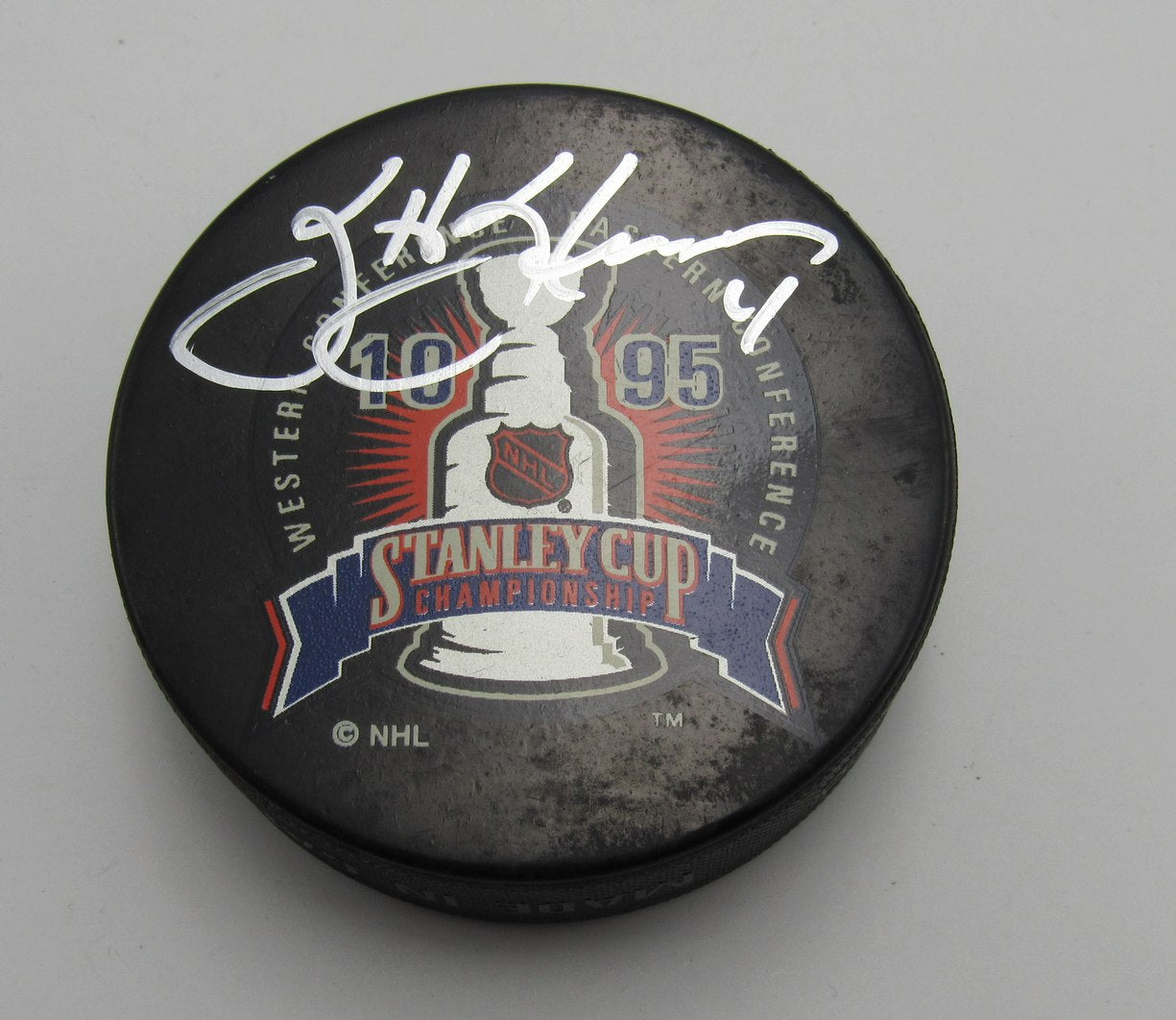 Scott Stevens HOF Signed 1995 Cup Championship Official Game Hockey Puck PSA