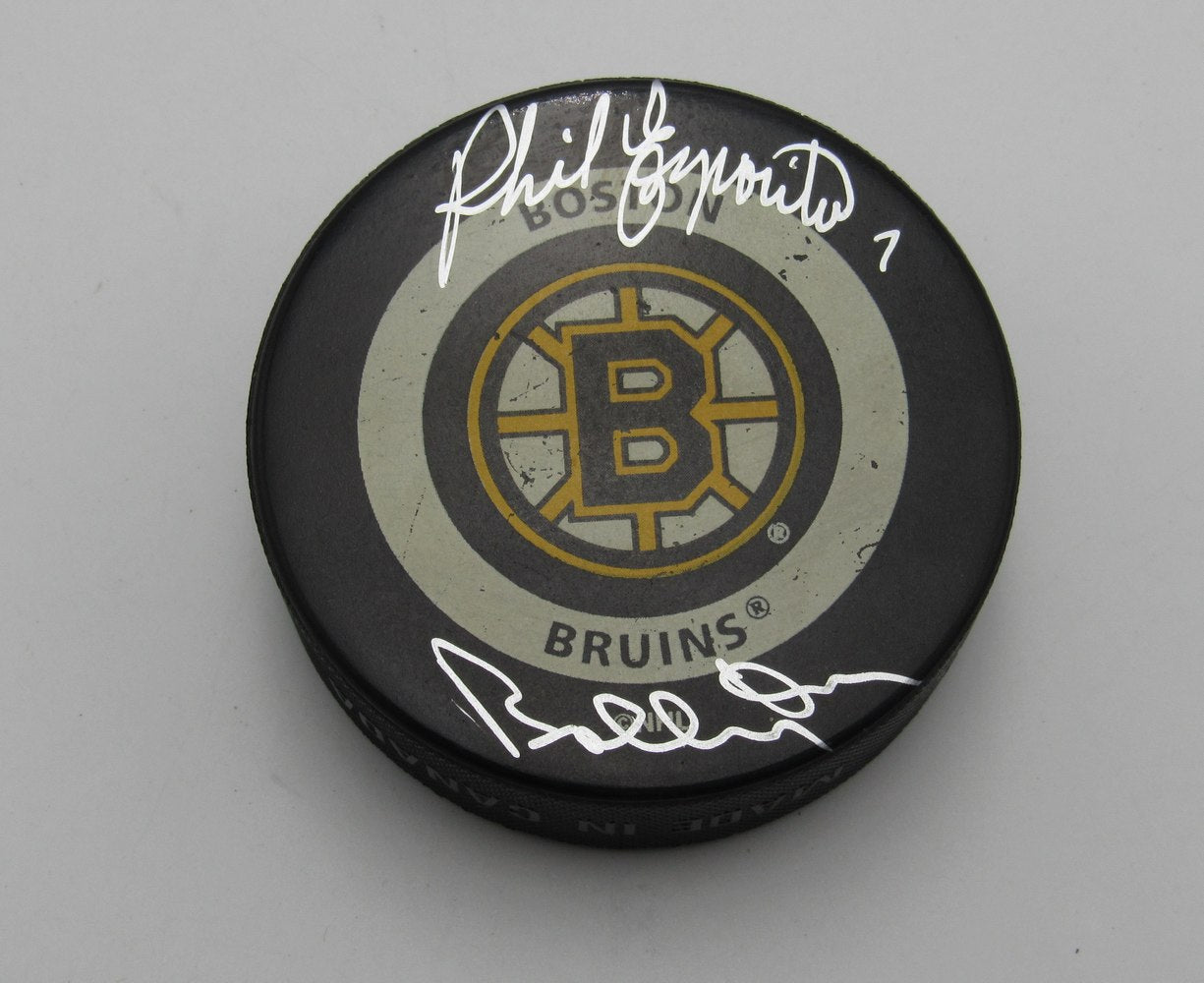 Phil Esposito/Bobby Orr HOF Dual-Signed Boston Bruins Official Hockey Puck PSA