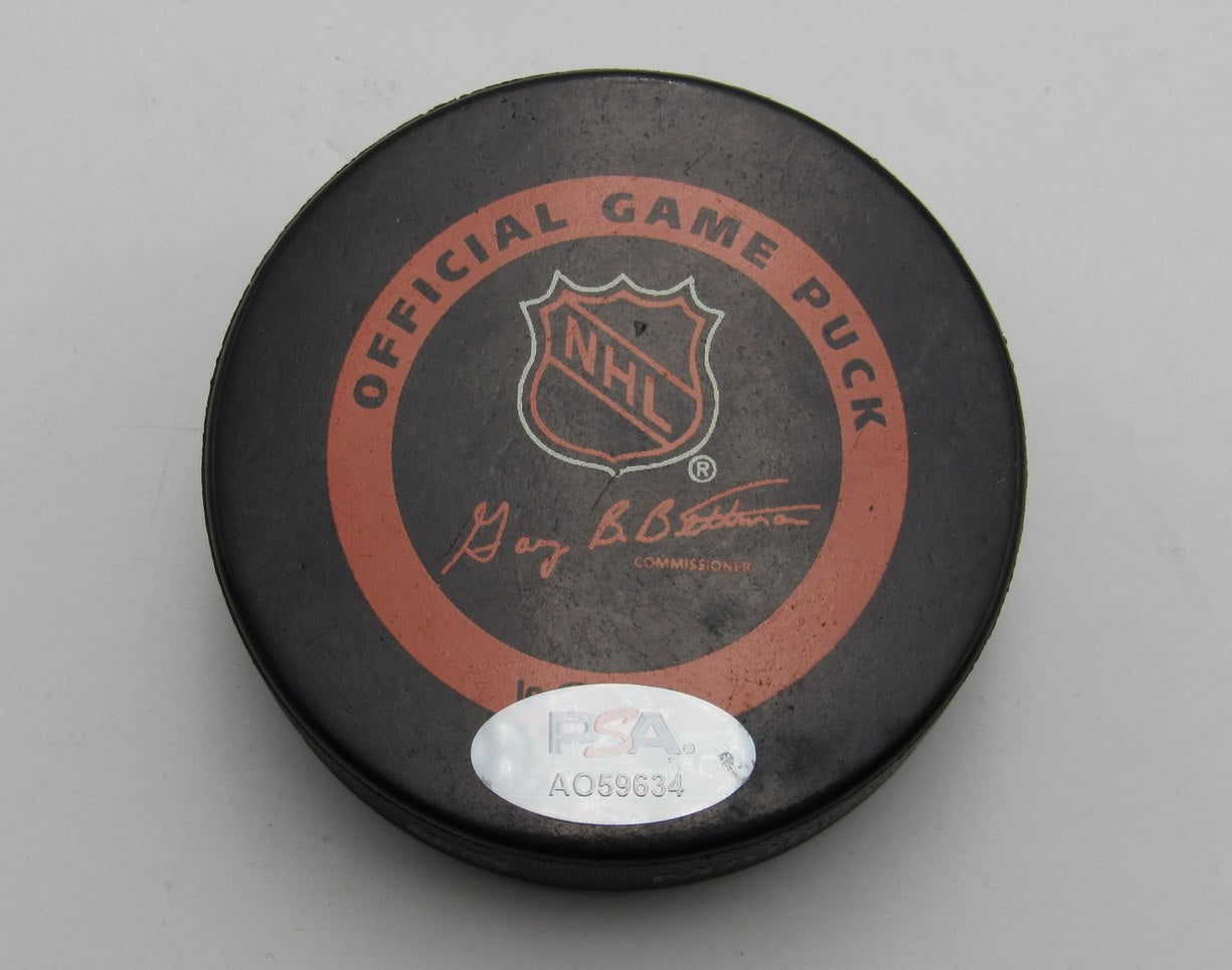 Ray Bourque/Bobby Orr HOF Dual-Signed Bruins Official Game Hockey Puck PSA2