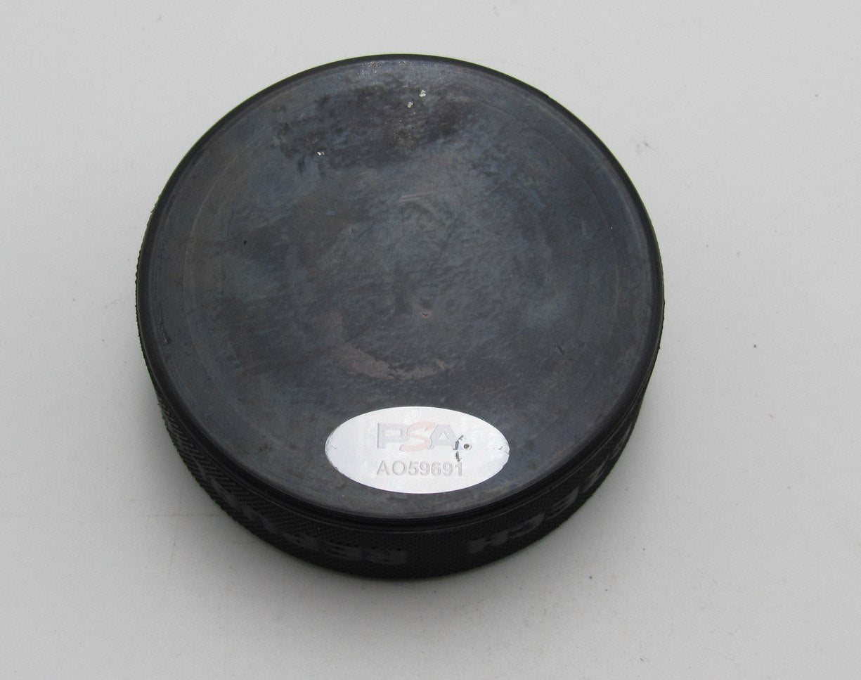 Ray Bourque HOF Signed Boston Gardens Hockey Puck Boston Bruins PSA 194296