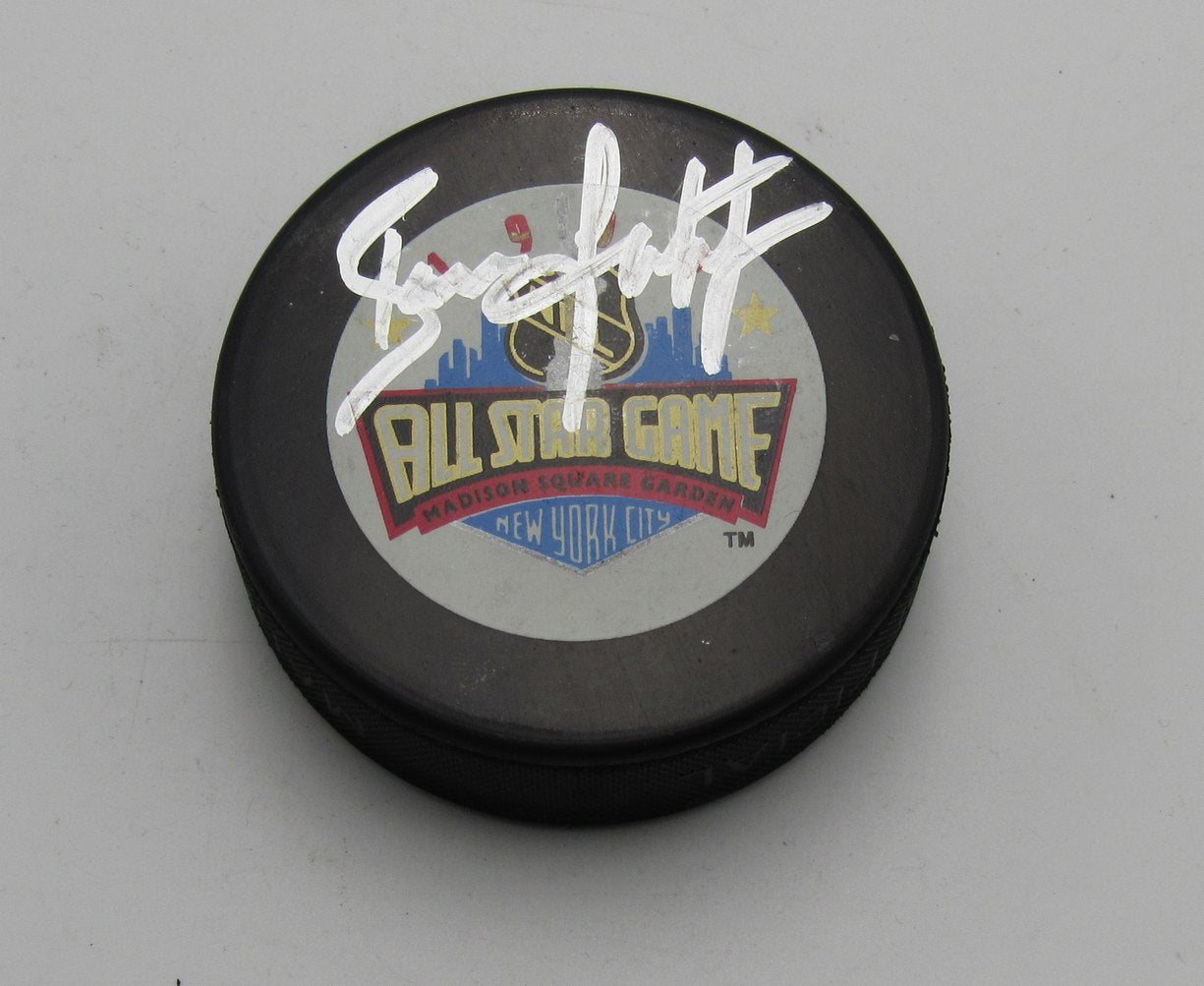 Brian Leetch HOF Signed/Auto 1994 All Star Game Hockey Puck Rangers PSA 194304