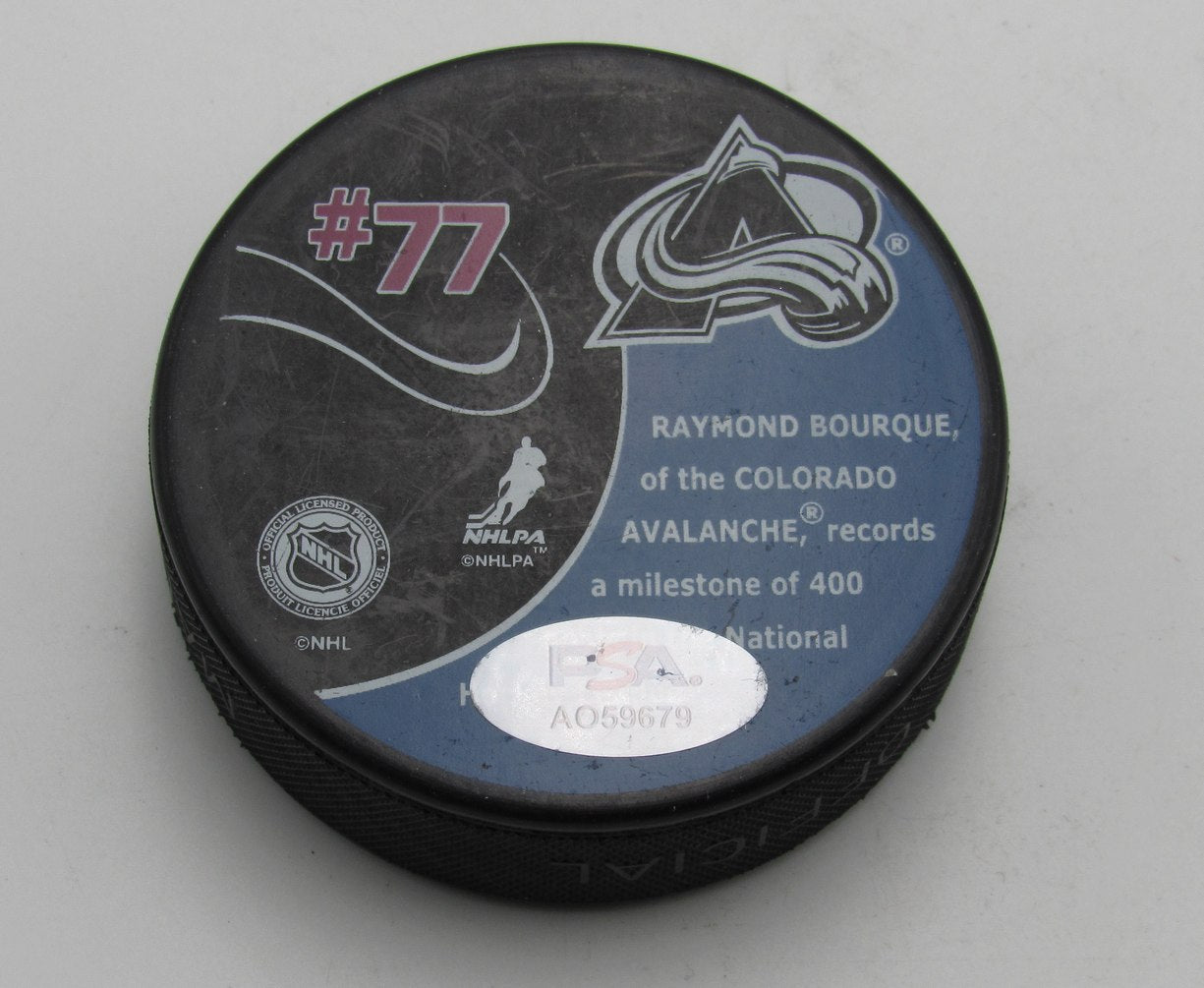 Ray Bourque HOF Signed 400 Goals Hockey Puck Colorado Avalanche PSA 194307
