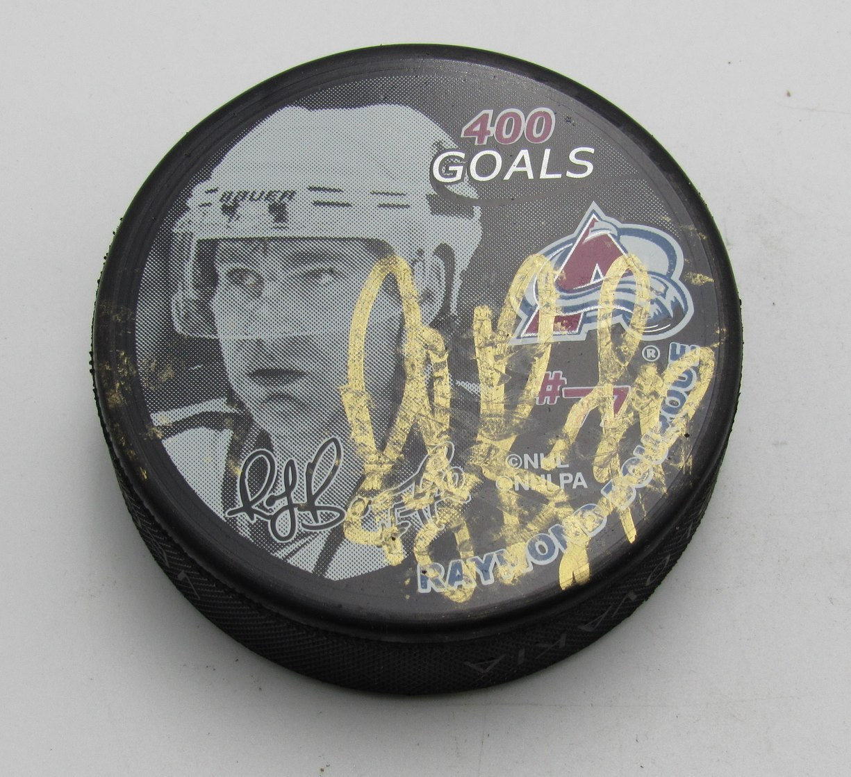 Ray Bourque HOF Signed 400 Goals Hockey Puck Colorado Avalanche PSA 194317