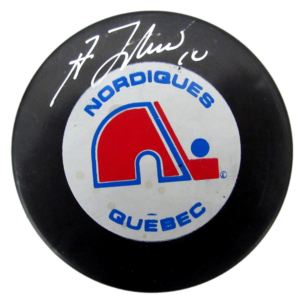 Guy Lafleur HOF Signed Quebec Nordiques Official Game Hockey Puck PSA 194254