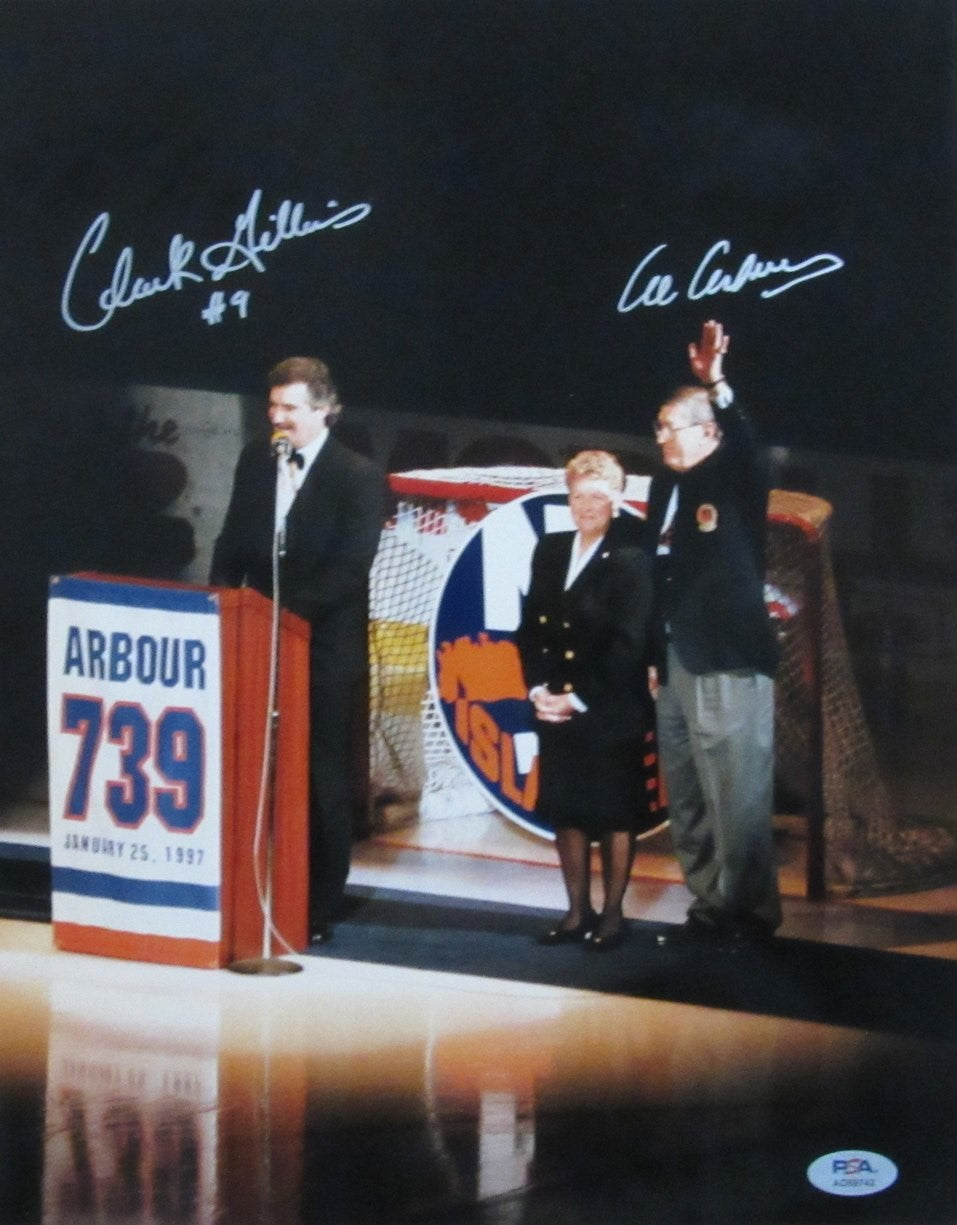 Clark Gillies/Al Arbour HOF Dual-Signed/Auto 11x14 Photo Islanders PSA 195269