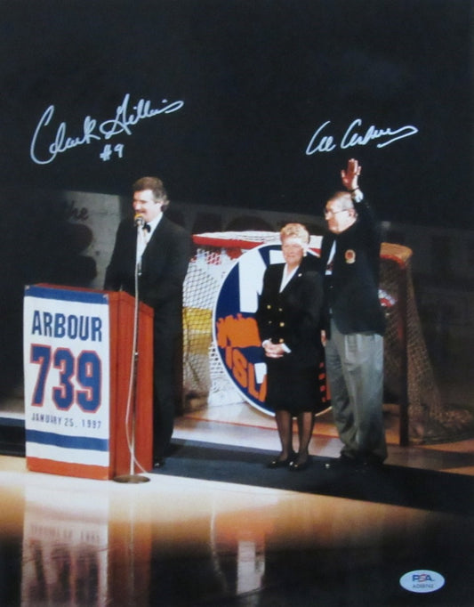 Clark Gillies/Al Arbour HOF Dual-Signed/Auto 11x14 Photo Islanders PSA 195269
