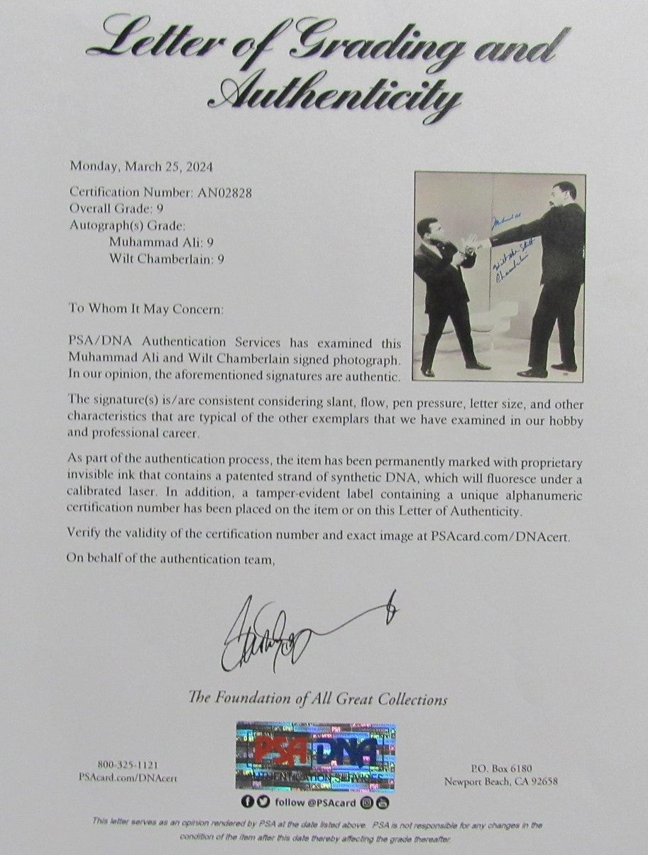 Muhammad Ali / Wilt Chamberlain Dual-Signed/Auto 16x20 Photo PSA "9" 194700