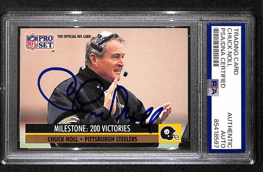 Chuck Noll HOF Steelers Signed/Autographed 1991 Pro Set Card #23 PSA/DNA 193846