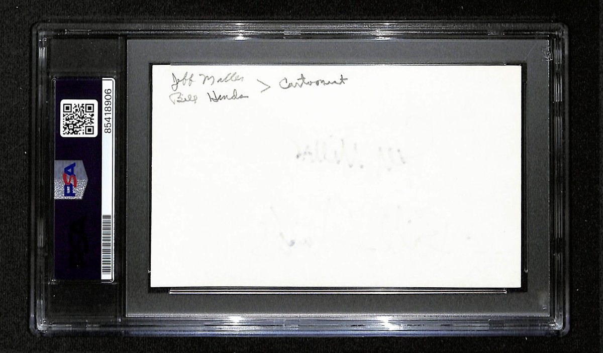 Jeff Miller/Bill Hinds Signed Index Card Cartoonists "Tank McNamara" PSA 193798