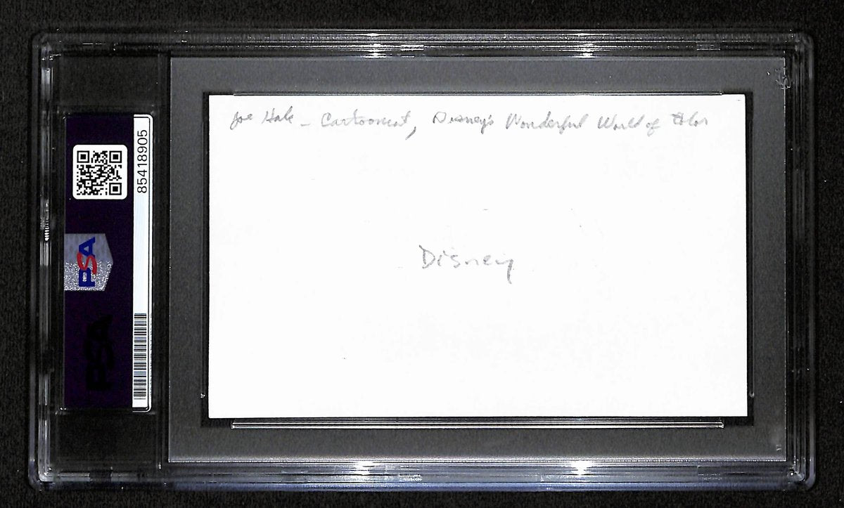 Joe Hale Signed/Autographed Index Card Cartoonist "Disney" PSA/DNA 193799