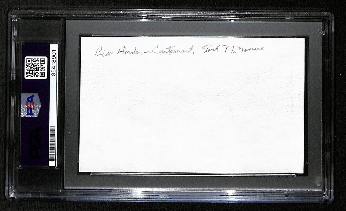 Bill Hinds Signed/Auto Index Card Cartoonist "Tank McNamara" PSA/DNA 193801
