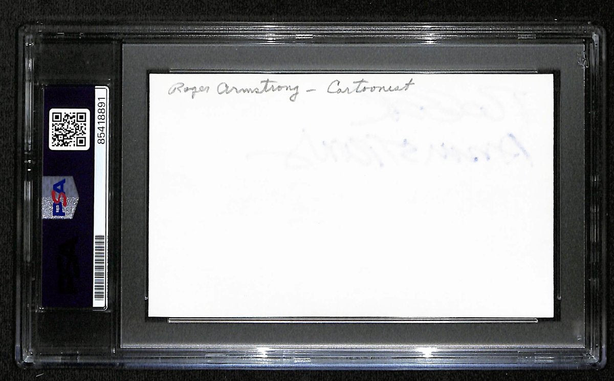 Roger Armstrong Signed 3x5 Index Card Cartoonist "Flintstones" PSA/DNA 193805