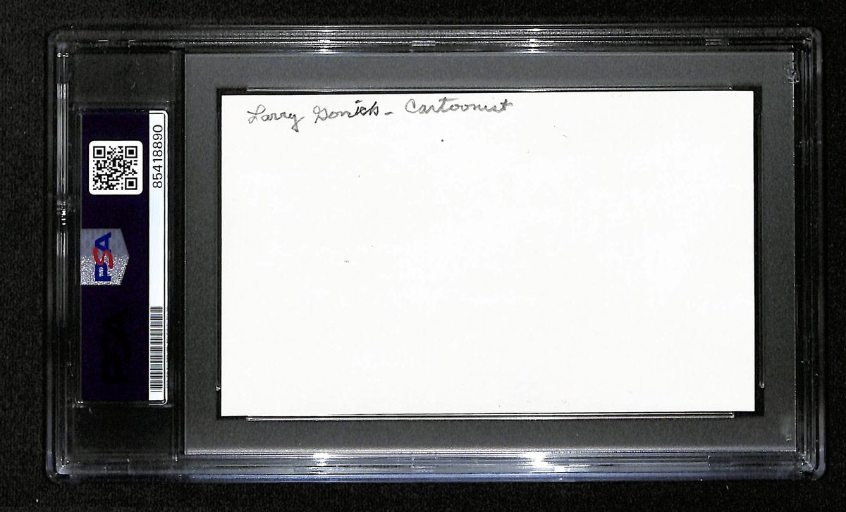Larry Gonick Signed/Autographed 3x5 Index Card Cartoonist PSA/DNA 193806