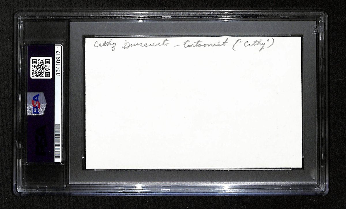Cathy Guisewite Signed/Inscribed Index Card Cartoonist "Cathy" PSA/DNA 193839