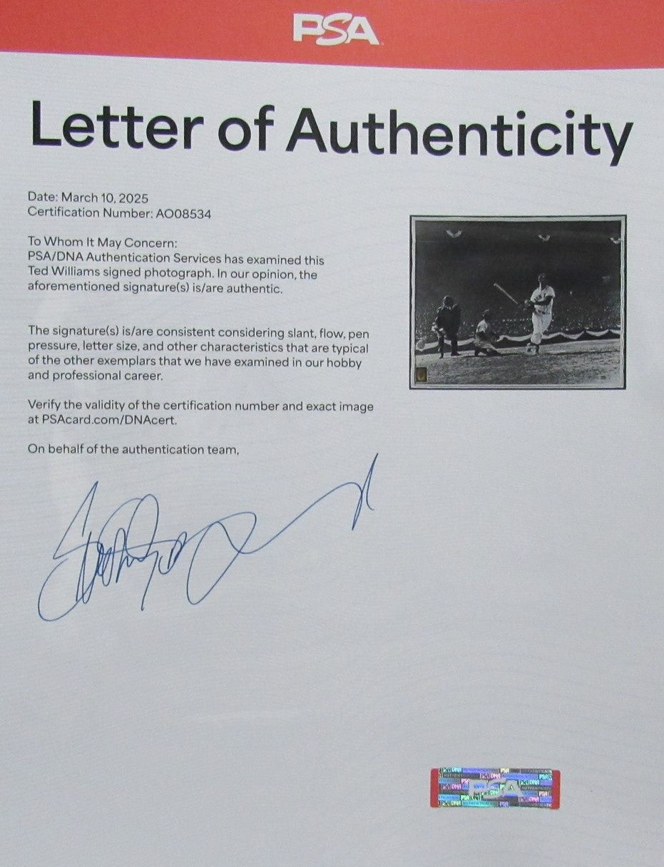 Ted Williams HOF Signed/Auto 16x20 B/W Photo Boston Red Sox PSA/DNA 194053