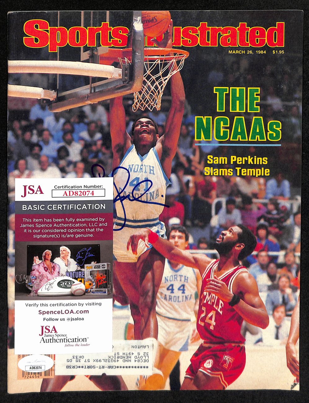 Vince Carter HOF Signed 3/26/1984 Sports Illustrated Magazine UNC JSA 194481