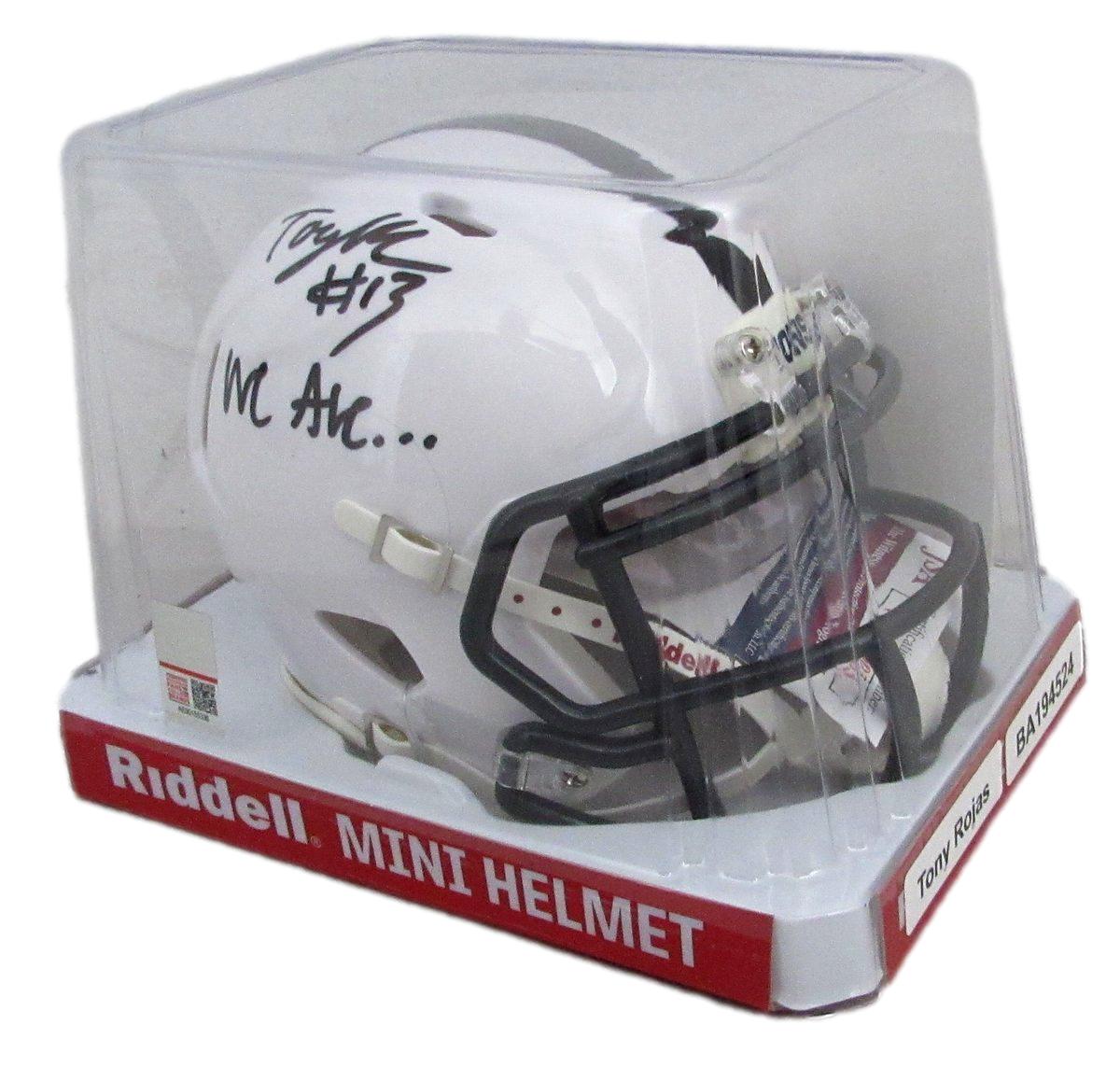 Tony Rojas Signed/Inscribed Penn State Mini Football Helmet JSA 194524