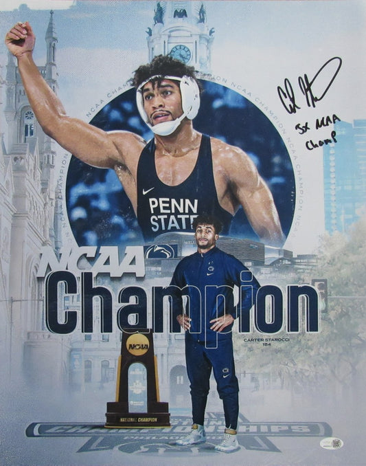 Carter Starocci Signed/Inscribed 16x20 Photo Penn State Wrestling JSA 195644