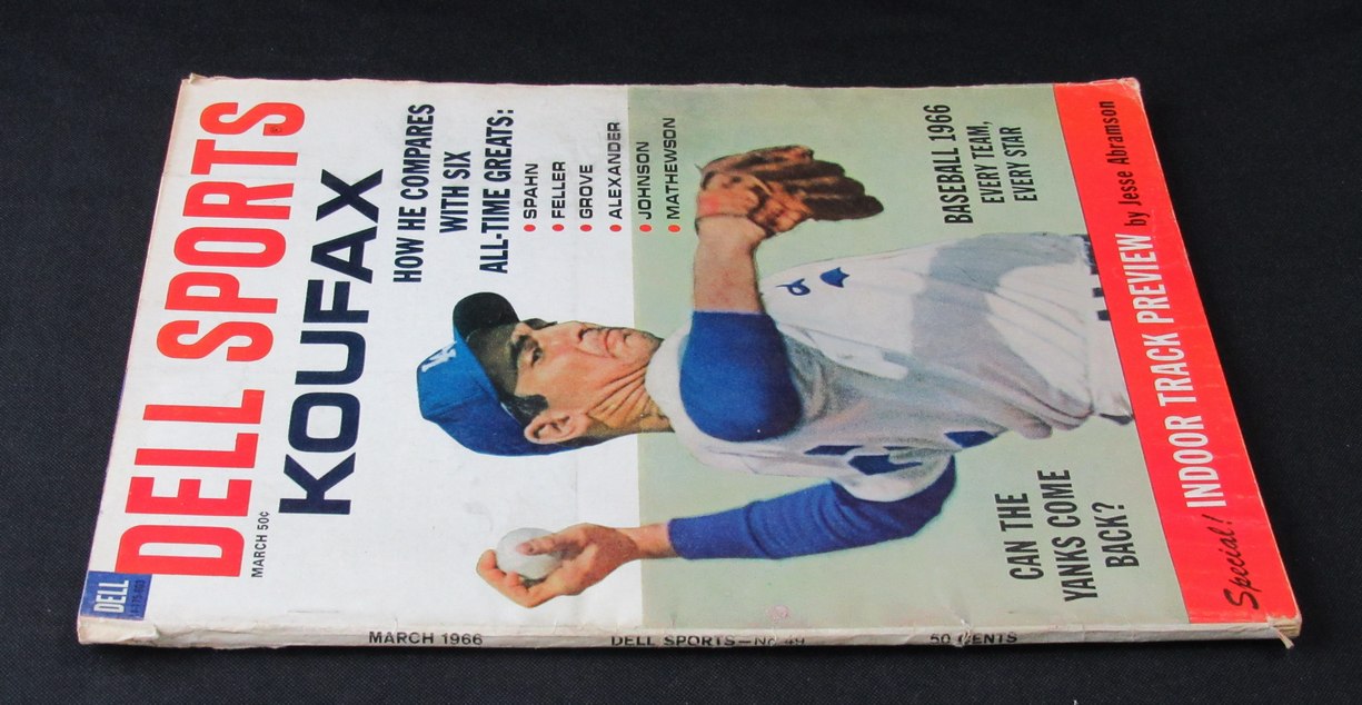 March 1966 Dell Sports Magazine Sandy Koufax HOF Dodgers NO LABEL 184676