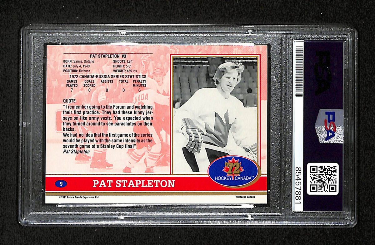 Pat Stapleton Signed/Auto 1991 Future Trends Card #9 1972 Canada PSA/DNA 195123