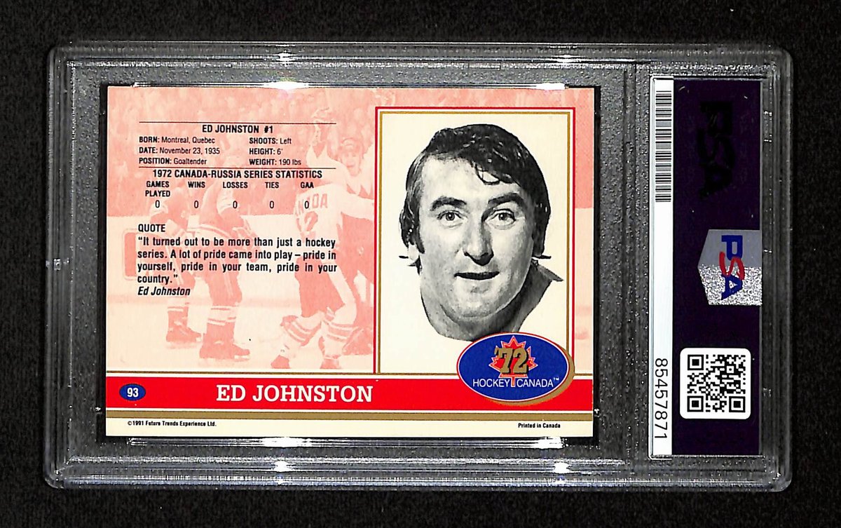 Eddie Johnston Signed 1991 Future Trends Card #93 1972 Canada PSA/DNA 195164