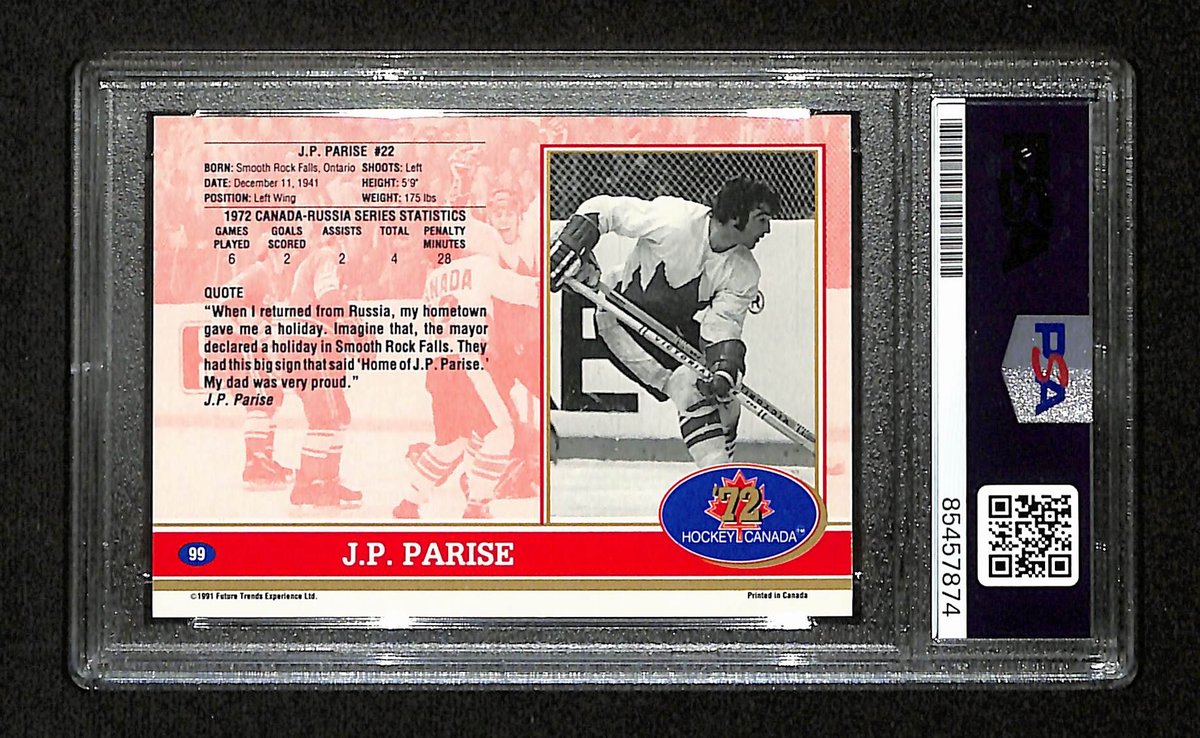 J.P. Parise Signed 1991 Future Trends Card #99 1972 Team Canada PSA/DNA 195165