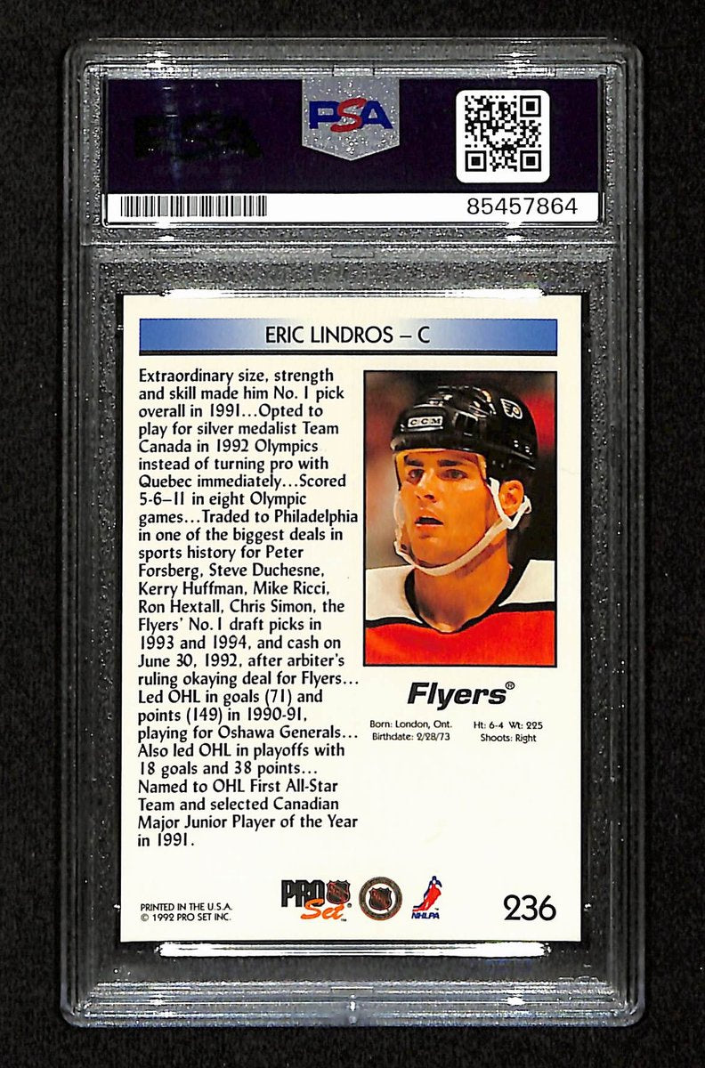 Eric Lindros Signed/Autographed 1992 Pro Set Card #236 Flyers PSA/DNA 195175