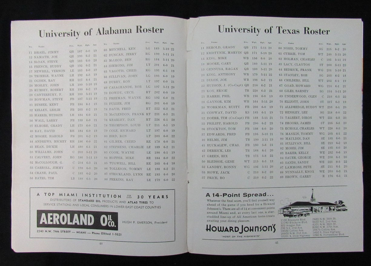 January 1, 1965 Sugar Bowl Alabama vs. Texas NCAA Football Game Program 194663