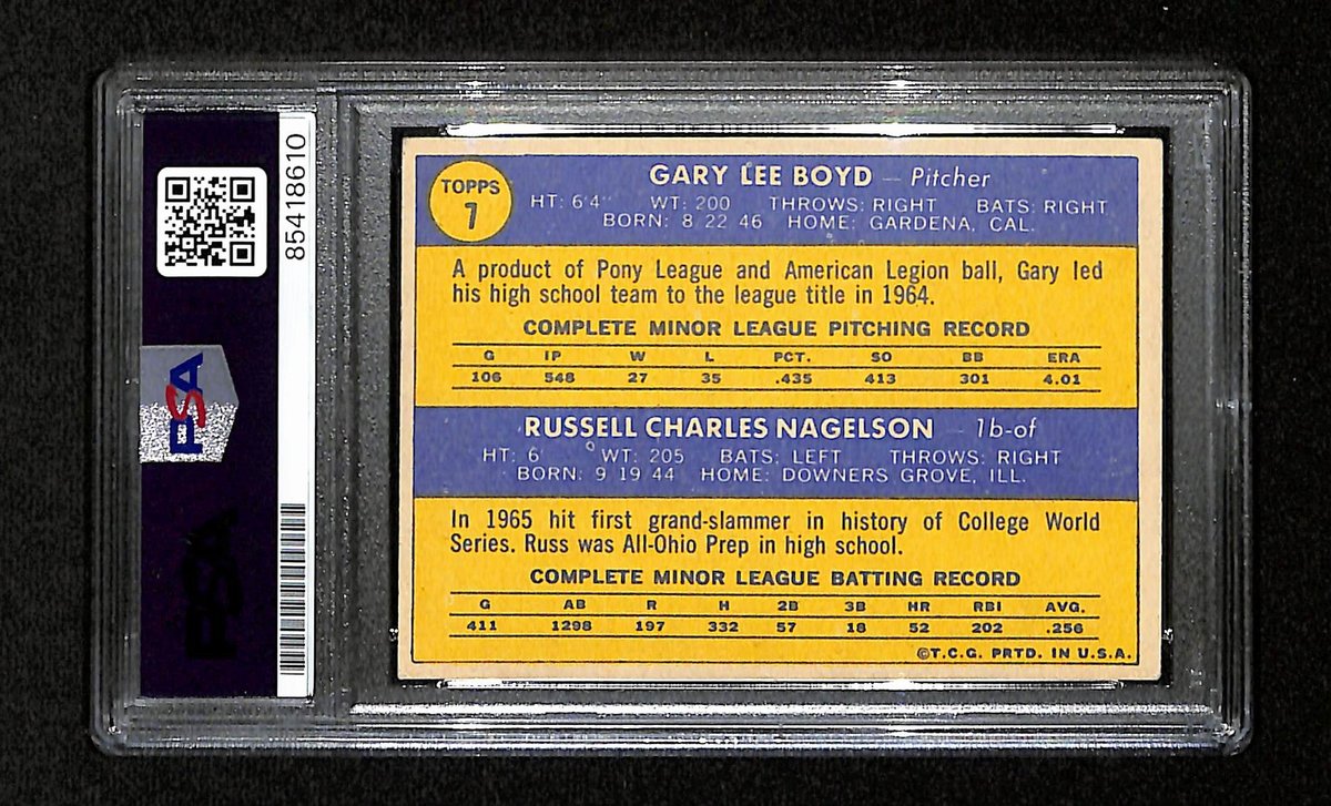 Gary Boyd/Russ Nagleson Signed/Auto 1970 Topps RC Card #7 Indians PSA/DNA 194788