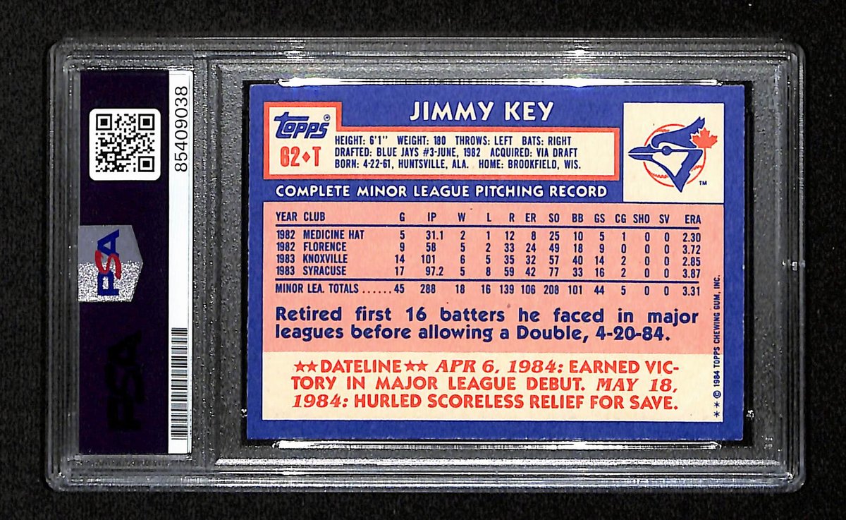 Roger Craig Signed/Auto 1984 Topps Traded RC Card #82-T Blue Jays PSA/DNA 195196