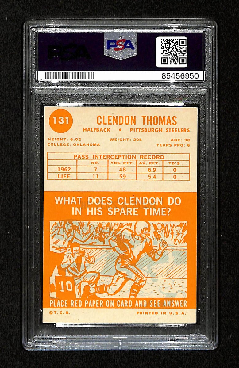 Clendon thomas Signed 1963 Topps Card #131 Pittsburgh Steelers PSA/DNA 195114