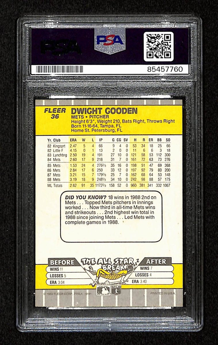 Dwight Gooden Signed/Auto 1989 Fleer Card #36 New York Mets PSA/DNA 194795