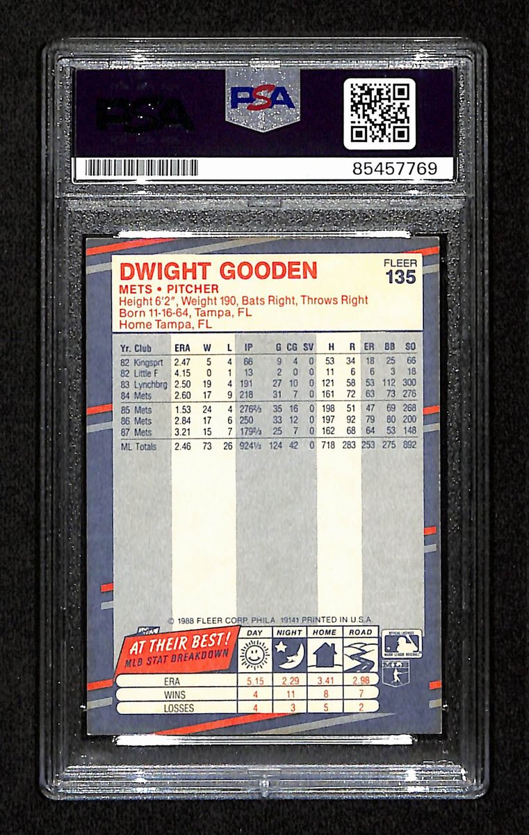 Dwight Gooden Signed/Auto 1988 Fleer Card #135 New York Mets PSA/DNA 194796