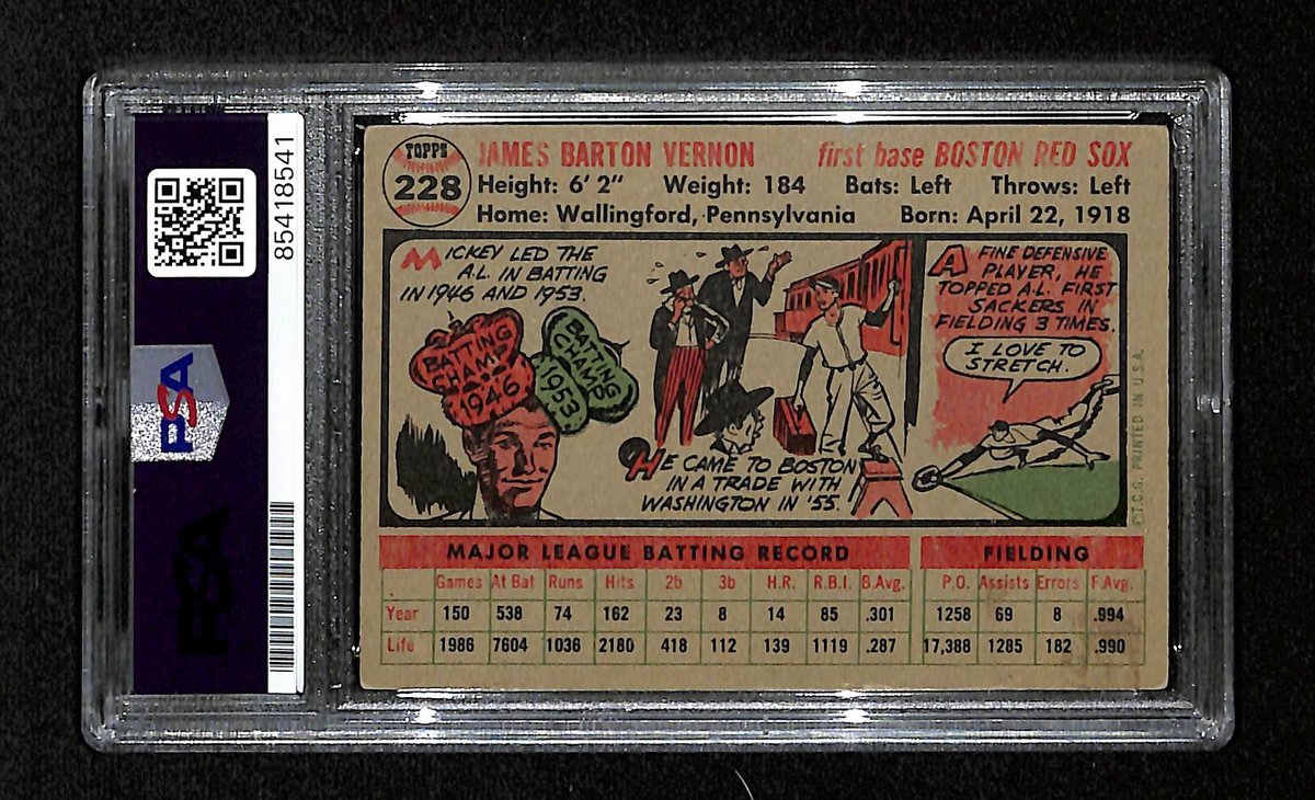 Mickey Vernon Signed/Auto 1956 Bowman Card #228 Boston Red Sox PSA/DNA 194873
