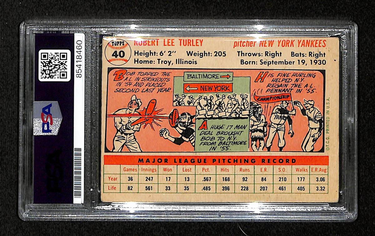 Bob Turley Signed/Auto 1956 Topps Card #40 New York Yankees PSA/DNA 194857