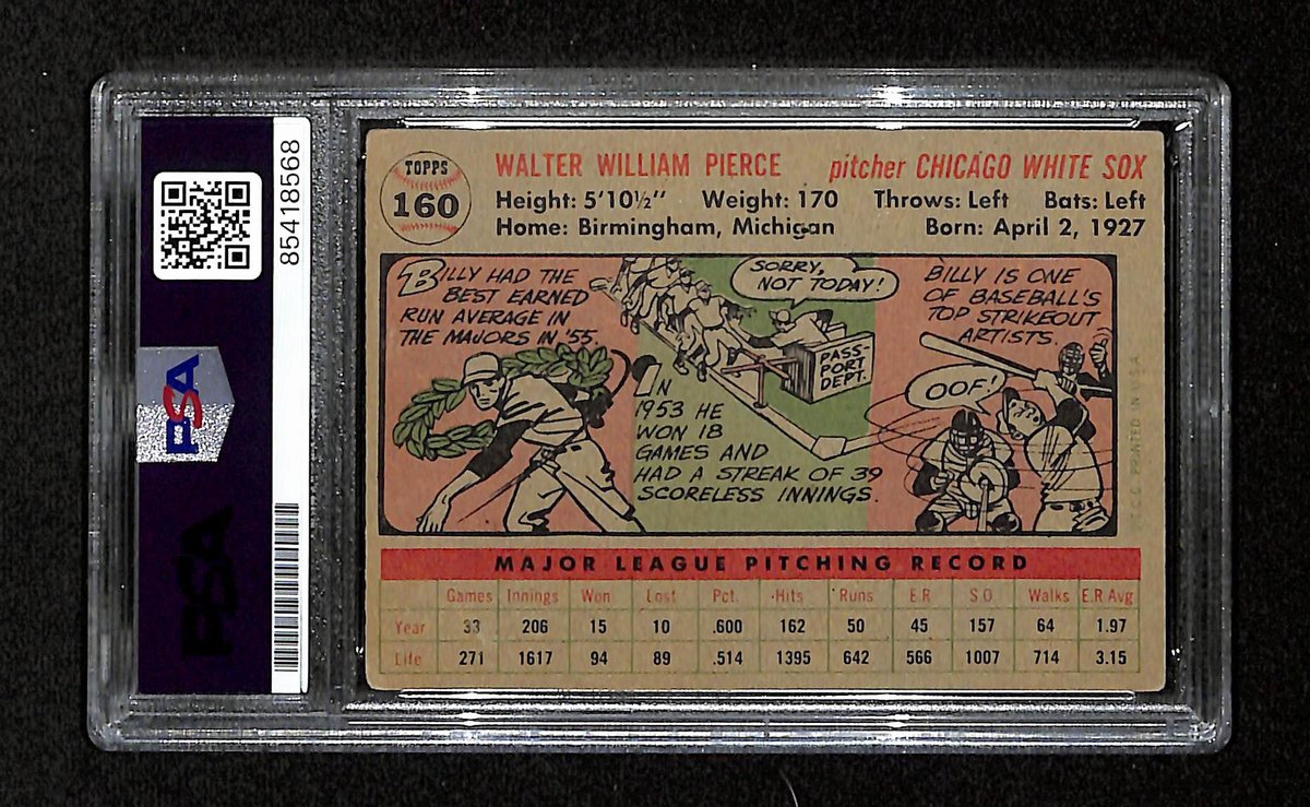 Billy Pierce Signed/Auto 1956 Topps Card #160 Chicago White Sox PSA/DNA 194866