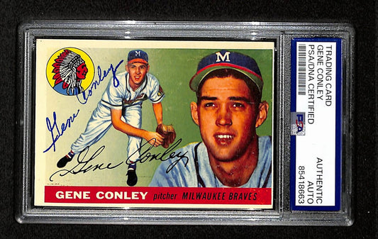 Gene Conley Signed/Auto 1955 Topps Card #81 Milwaukee Braves PSA/DNA 195371