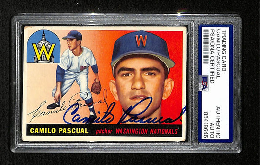 Camilo Pascual Signed 1955 Topps Card #84 Washington Nationals PSA/DNA 195385