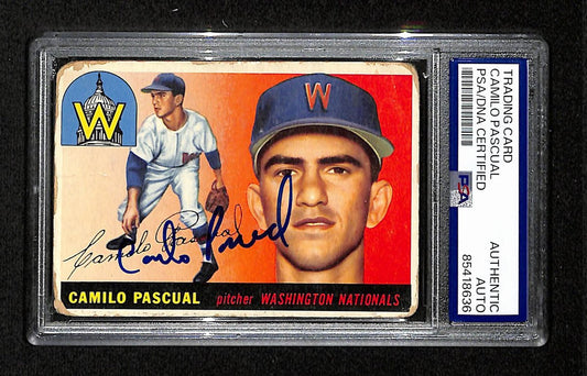 Camilo Pascual Signed 1955 Topps Card #84 Washington Nationals PSA/DNA 195386