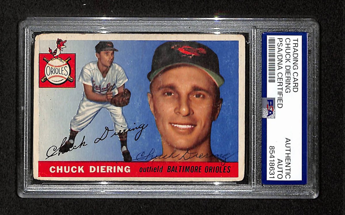 Chuck Diering Signed/Auto 1955 Topps Card #105 Baltimore Orioles PSA/DNA 195389